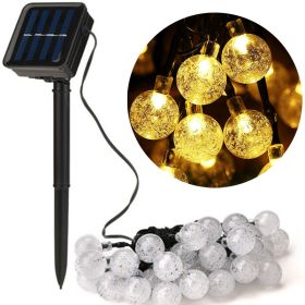 8 Modes Solar String Lights Outdoor LED Crystal Globe Light Waterproof Fairy Lights Garlands For Christmas Party Outdoor Decor (Emitting Color: Warm)